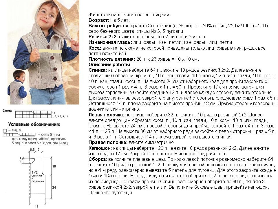 Худи для мальчика спицами схема и описание