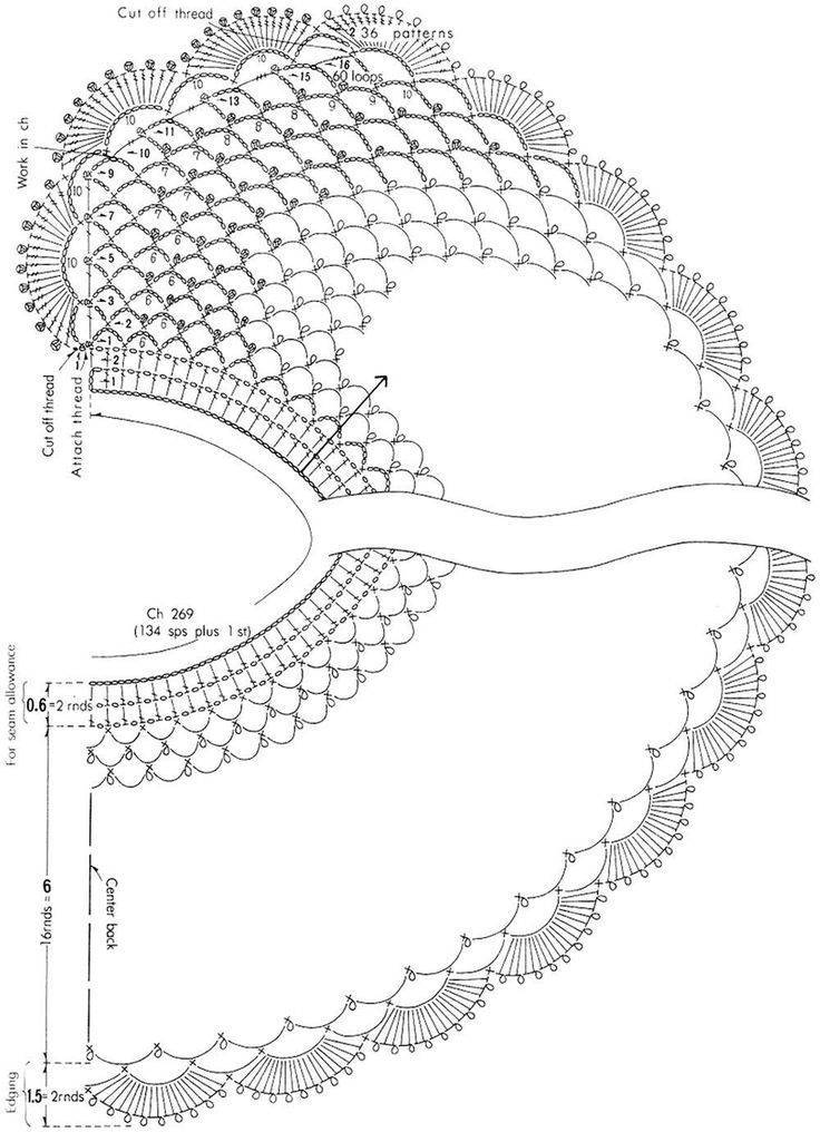 Ажурный воротничок крючком схема