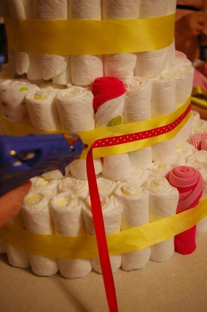 Торт из памперсов для девочки поэтапно: мастер-класс по созданию красивого торта, фото оригинальных идей и задумок