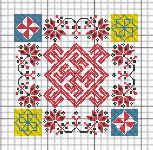 Схема квадратного сварога для вязания спицами и основные славянские обереги, их значение и вышивка крестиком по схеме