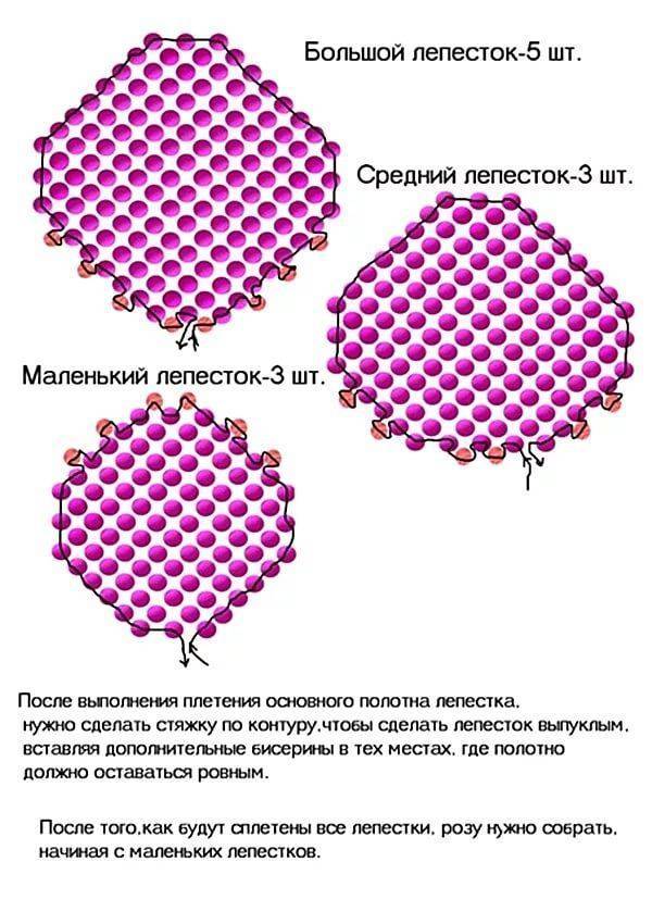 Розочка из бисера схема