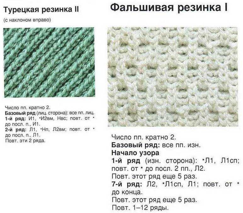 Двухсторонние узоры спицами - схемы и описание