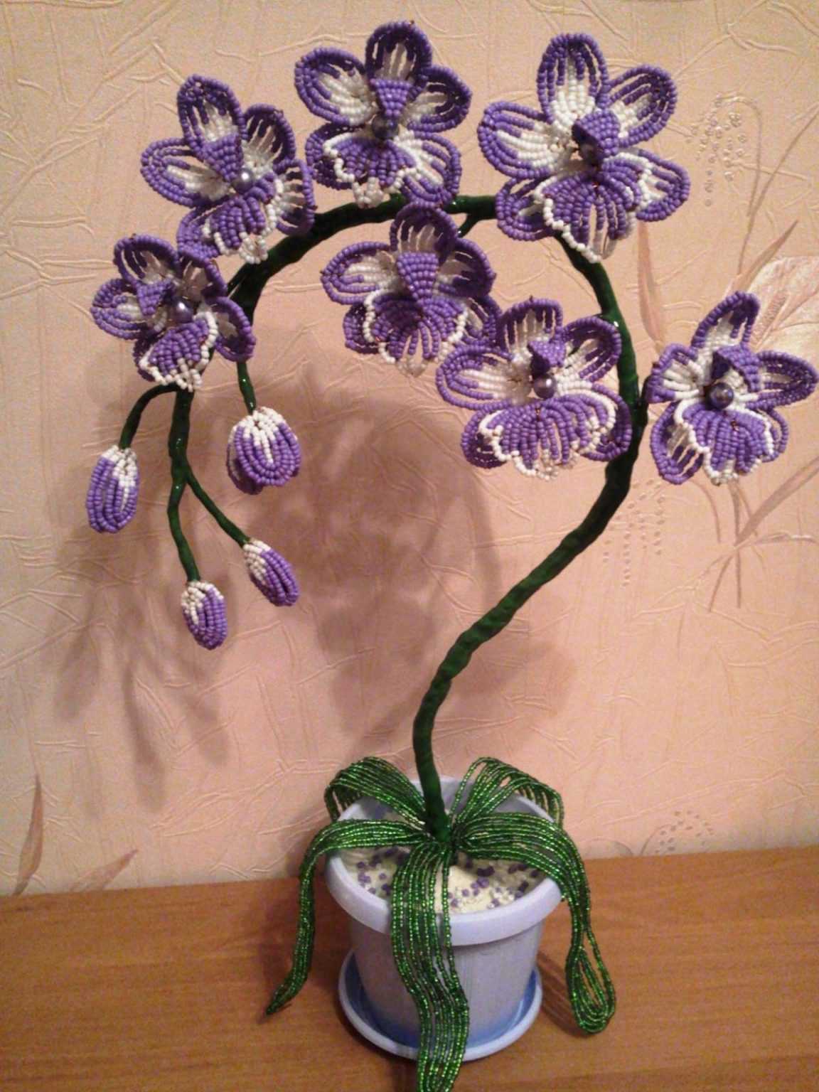 Поделка орхидея из бисера ? мастер класс пошагово для начинающих