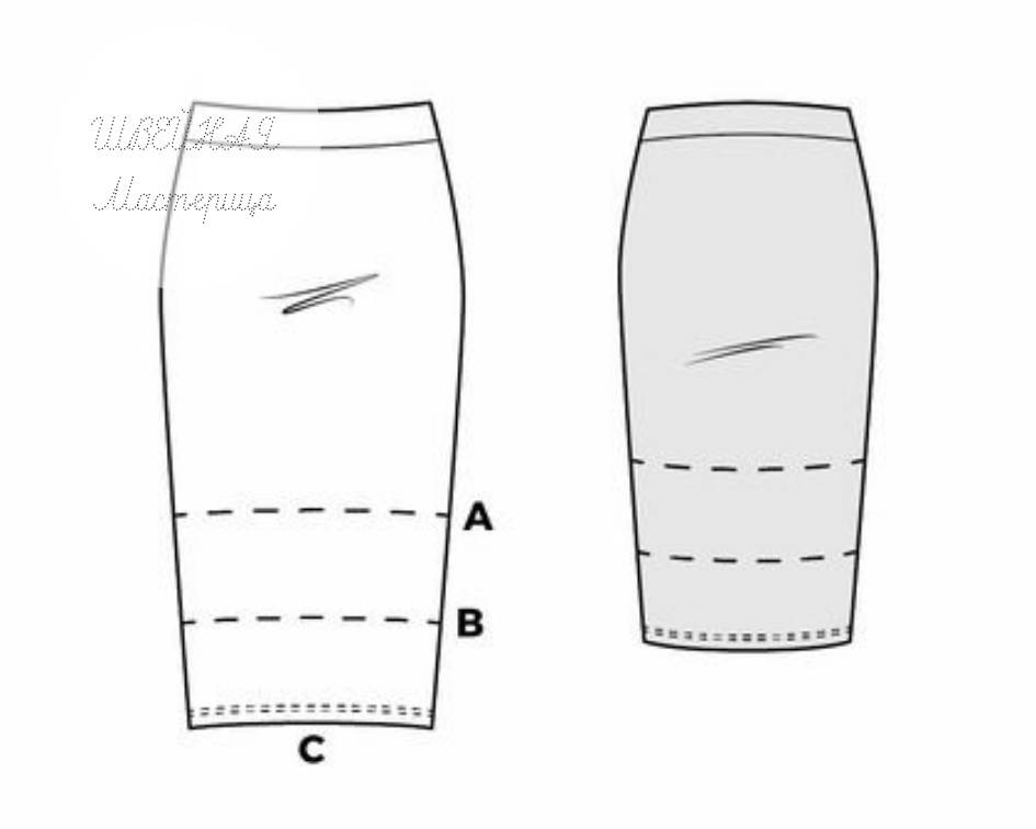 Юбка карандаш талией выкройка