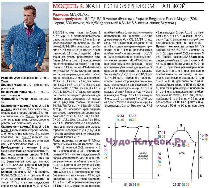 Вязать мужской кардиган спицами схемы и описание