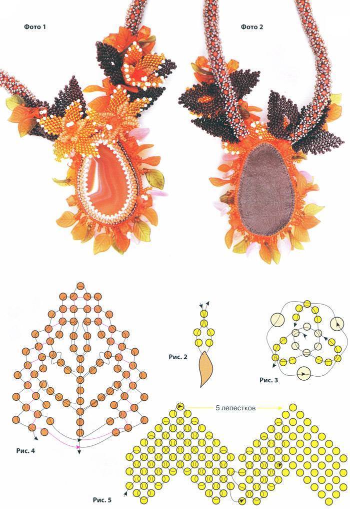 Ожерелье из бисера с цветочками схема