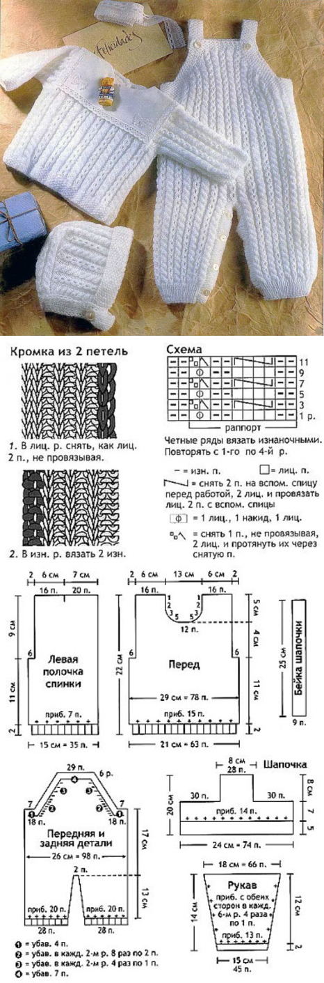 Вязаный костюм для мальчика 6 месяцев спицами схема с описанием