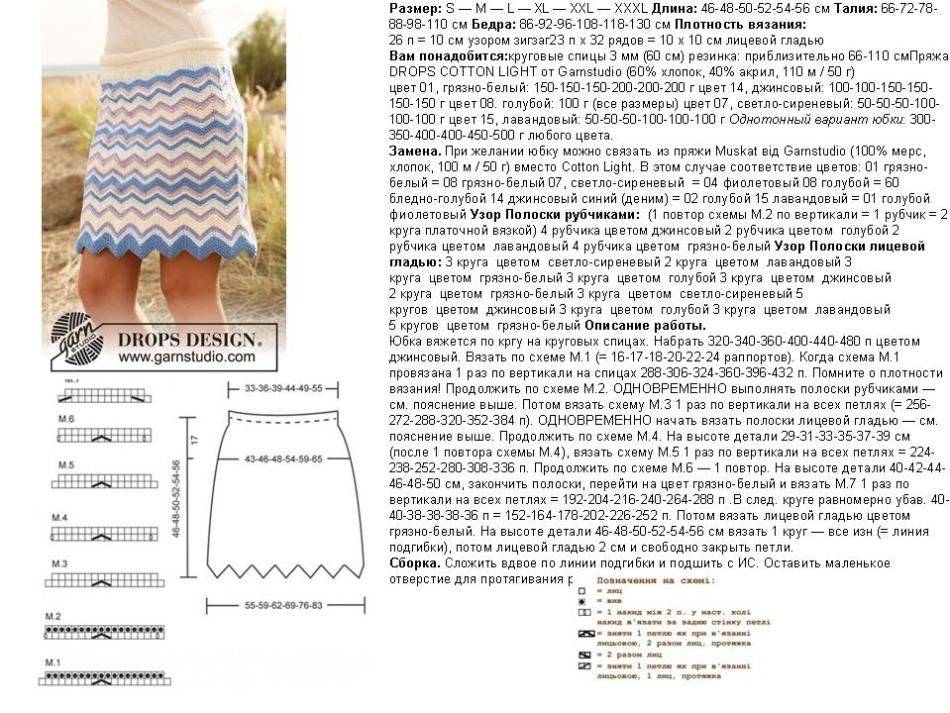 Описание простых схем вязания юбок спицами