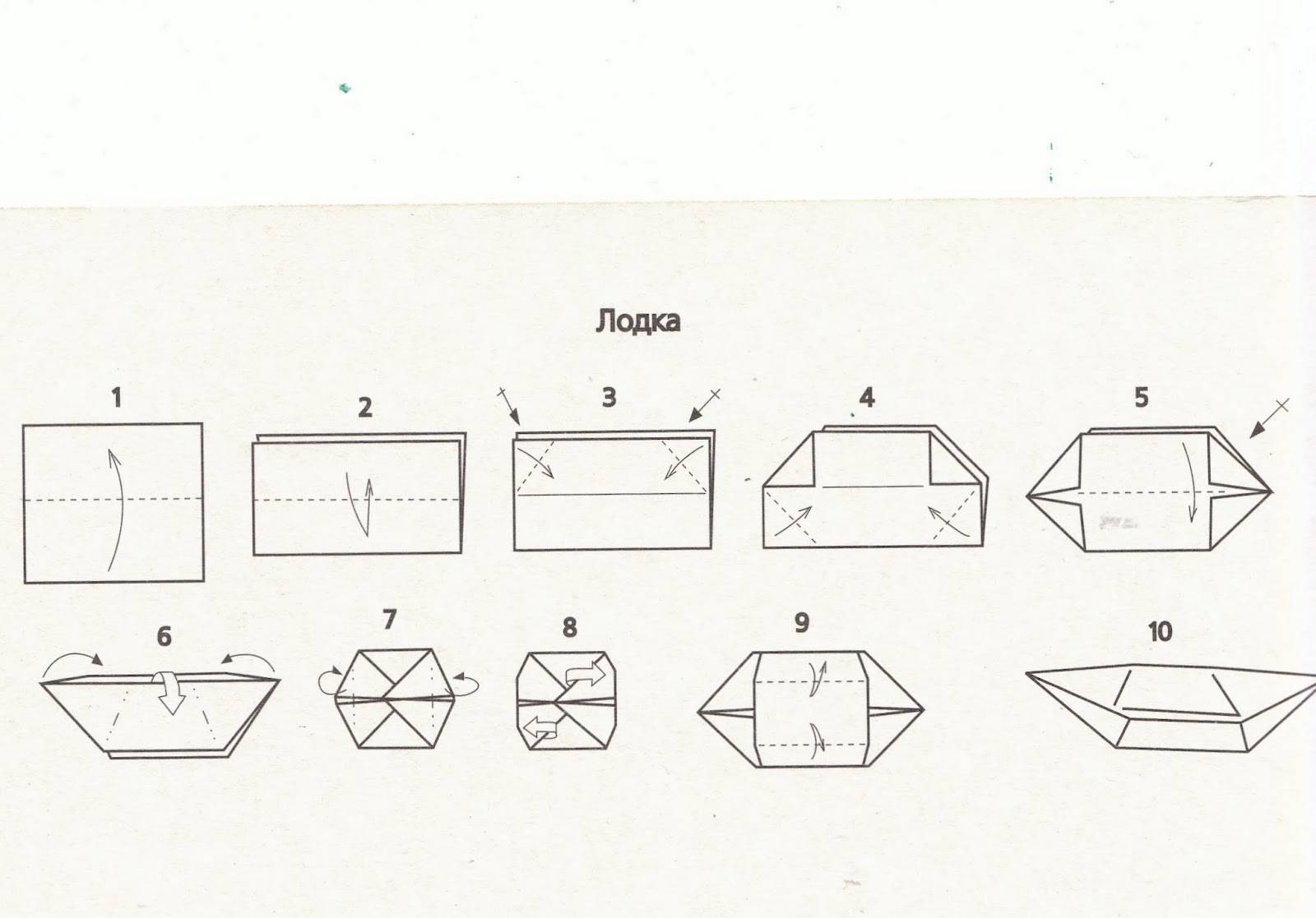 Кораблик бумажный схема складывания