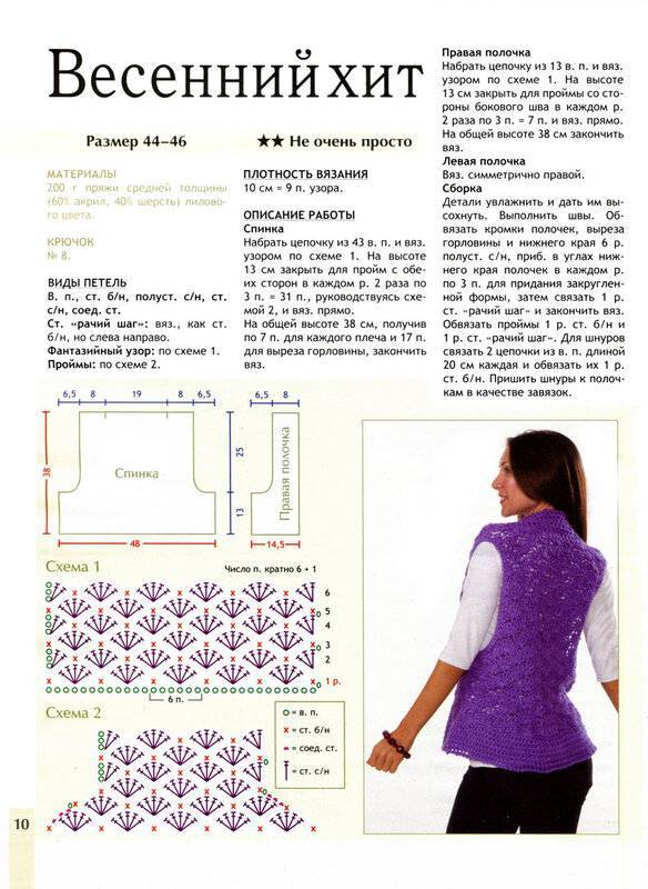 Вяжем жилет крючком схемы и описание