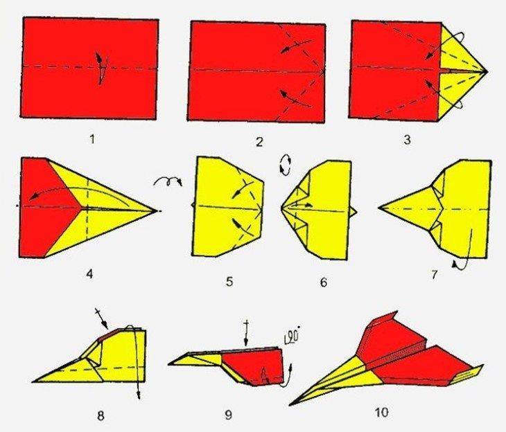 Самолет оригами из бумаги схема