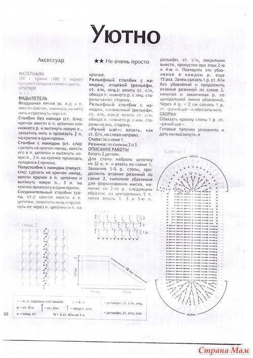 Следки из толстой пряжи спицами описание схемы