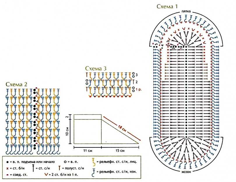 Следки крючком без шва описание и схема