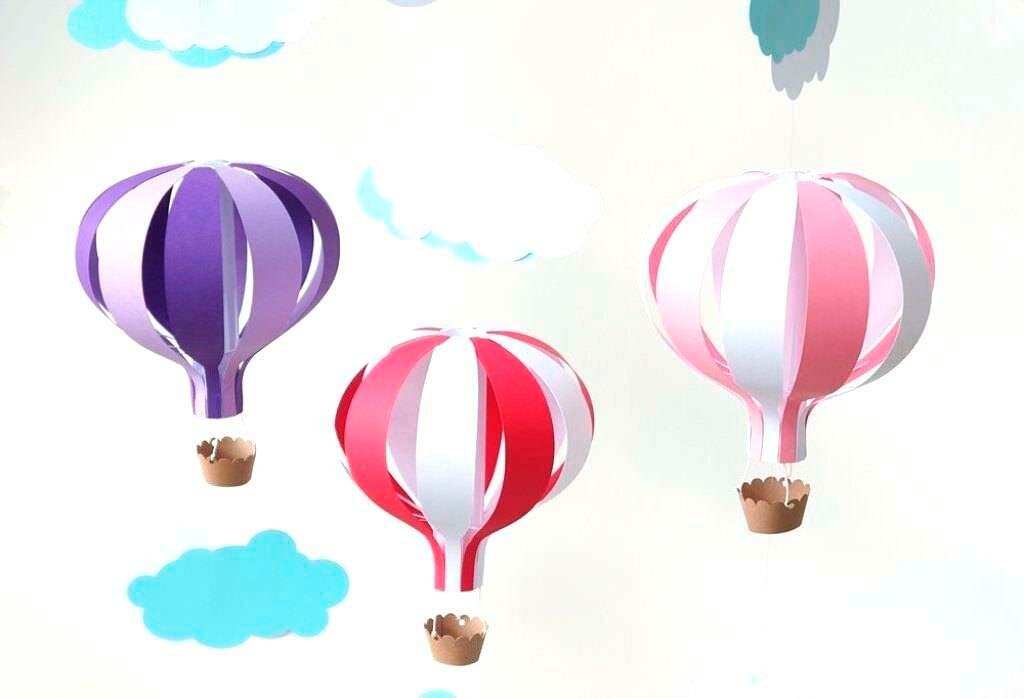 Воздушный шар из фетра и аппликация, шаблон воздушного шара, воздушные шары из бумаги и корзина своими руками