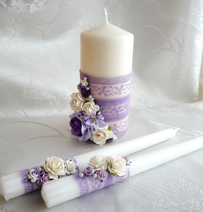 Оформление свадебных свечей - идеи украшения, мастер-класс с фото и видео