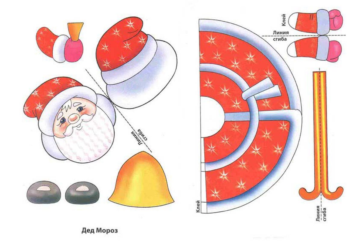 Аппликация Дед Мороз: делаем весёлую поделку с детьми из бумаги ваты и ниток