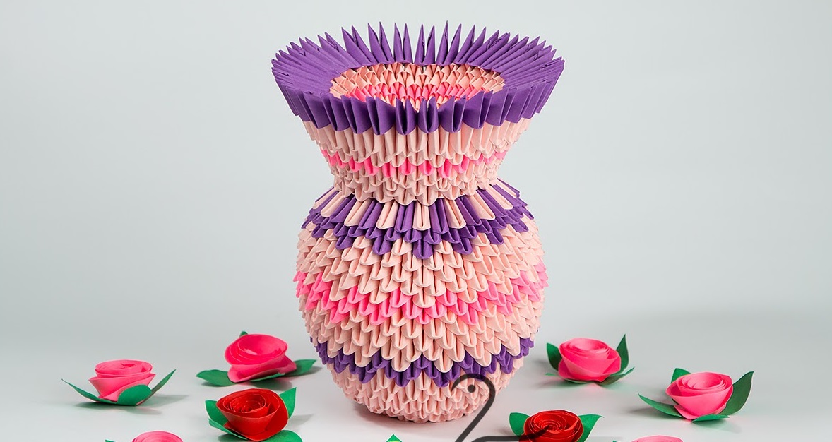 Схемы бумагопластики для начинающих: макетирование вазы и цветов из бумаги на занятиях с ребёнком