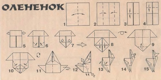 Как сделать оленя из бумаги: оригами, схемы, мастер класс, конверт-олень