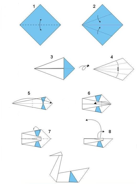 Оригами "лебедь" из бумаги: пошаговая инструкция с фото