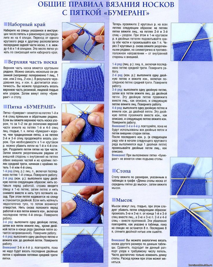 Как вязать носки на 5 спицах для начинающих - пошаговый мастер класс