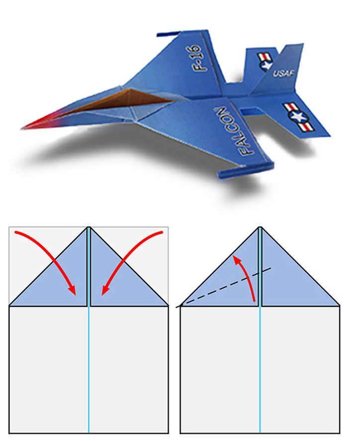 Как сложить самолетик из бумаги схема