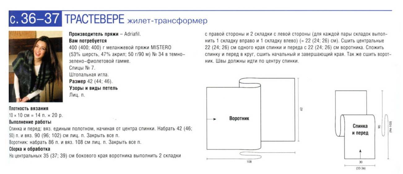 Жилет трансформер спицами схемы и описание