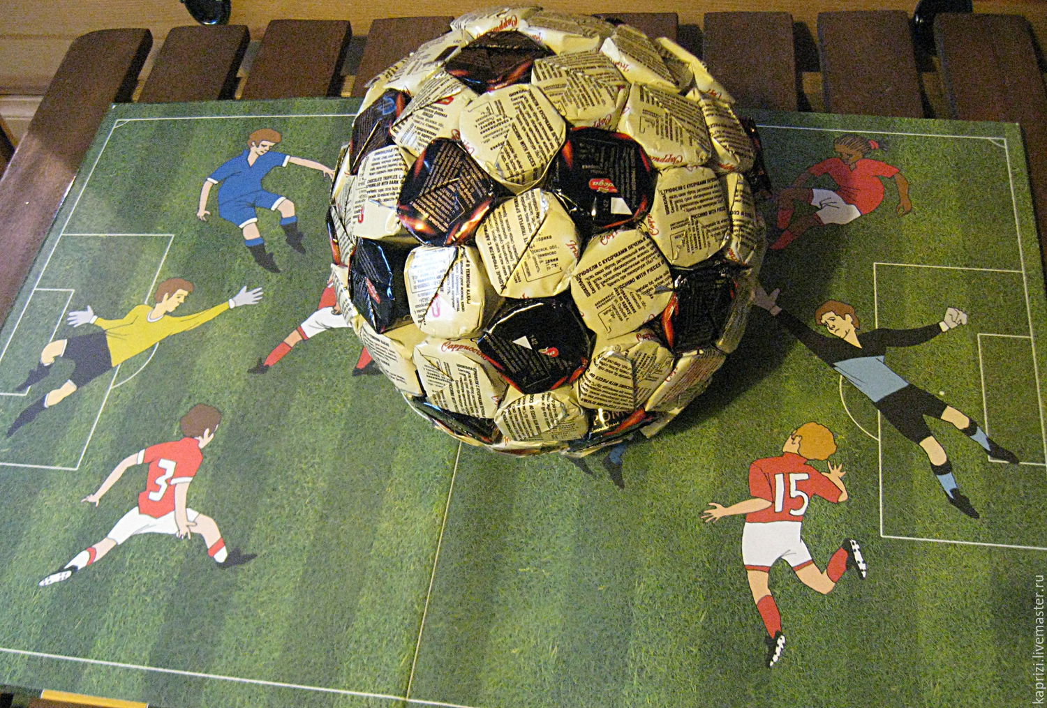 Футбольный мяч из конфет: мастер класс своими руками
