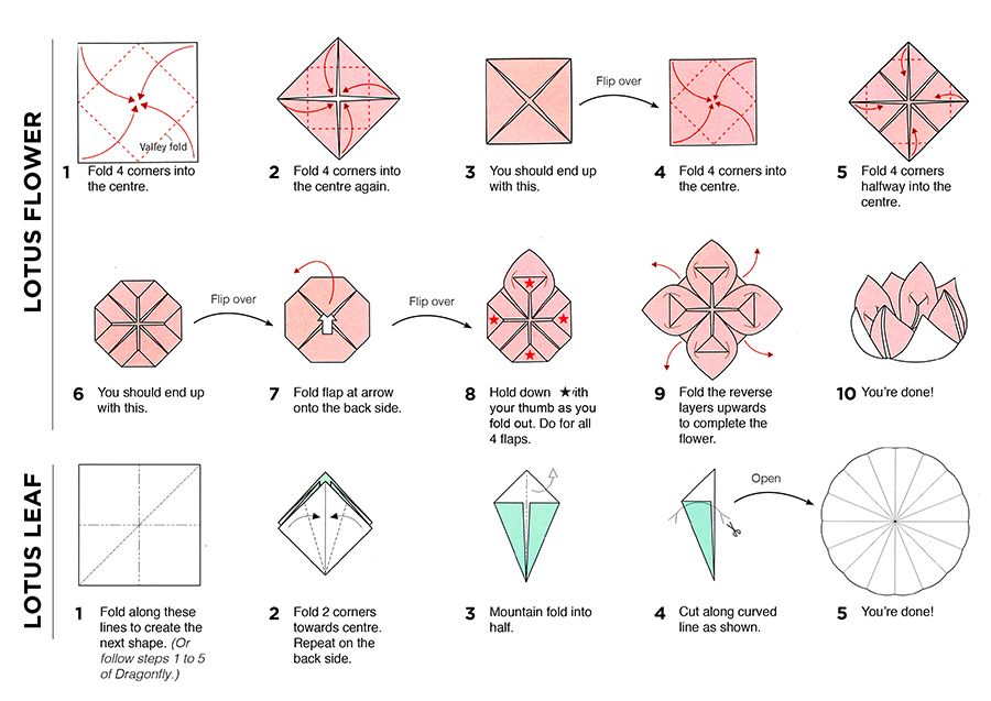 Оригами лотос в подробном фото и видео уроках