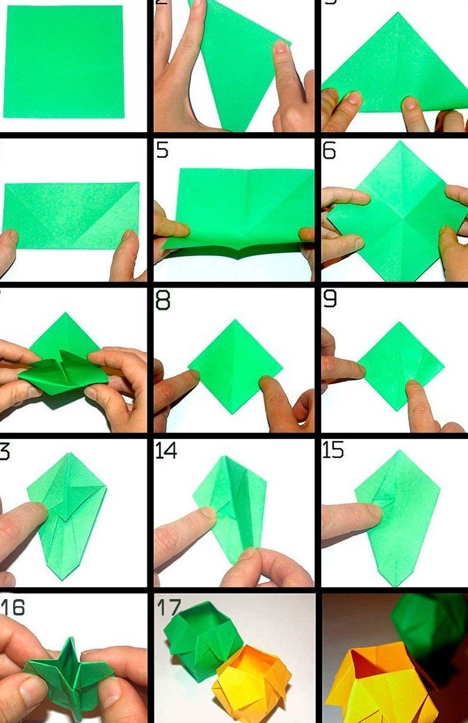 Объёмное оригами — ваза с цветами из бумаги своими руками