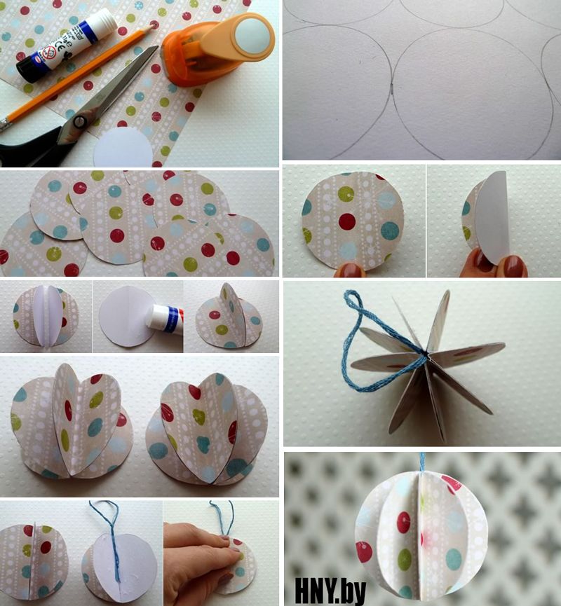 Новогодние шары из бумаги своими руками (схемы + шаблоны)