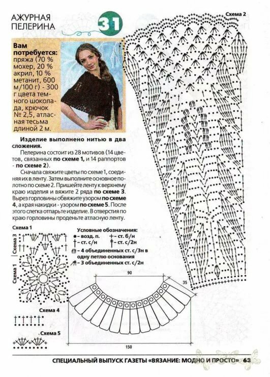 Вязание пелерины крючком для женщин, девочек. простые и красивые накидки, схемы и описание