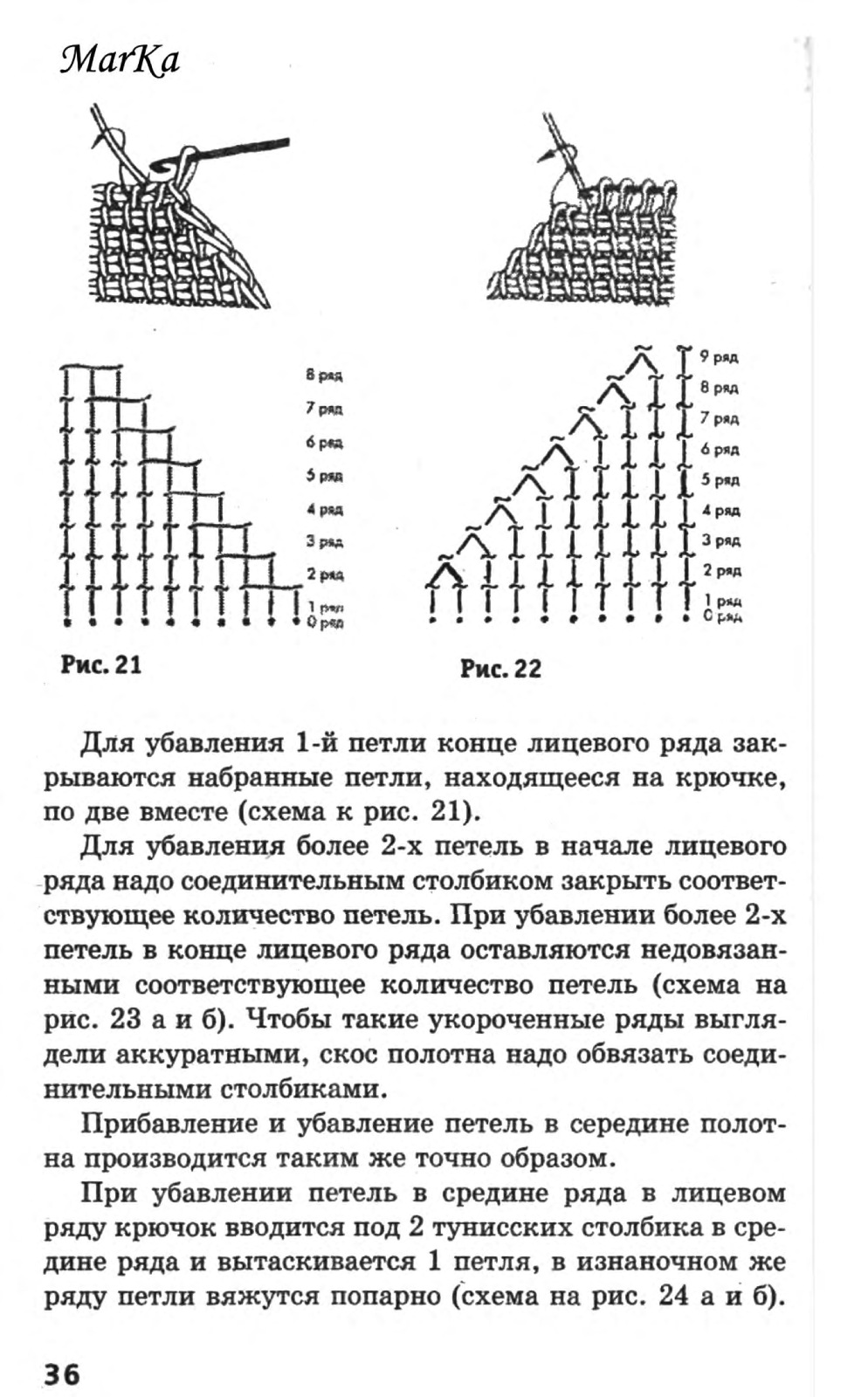 Схема вязания тунисского вязания