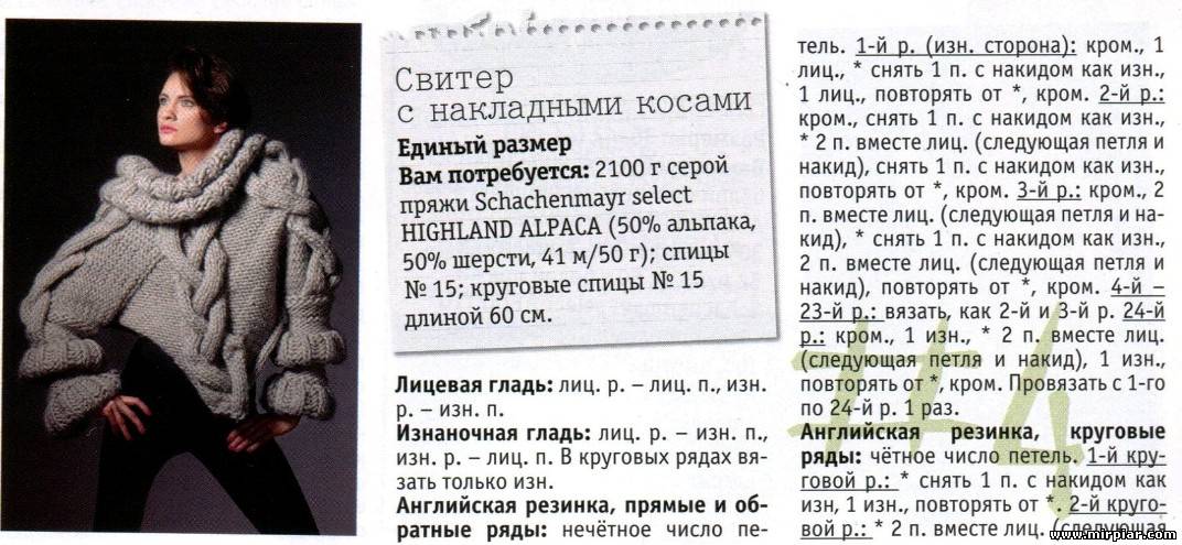 Стильный объемный свитер оверсайз: два варианта вязания