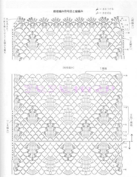 9 моделей палантинов крючком со схемами и описанием вязания