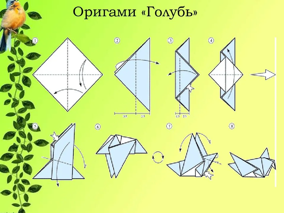 Оригами голубь из бумаги пошаговой инструкции презентация