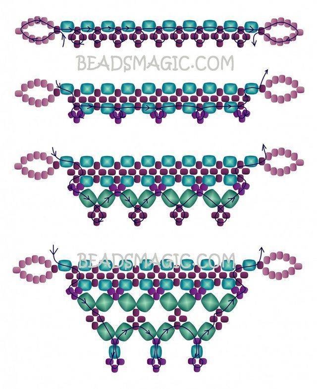 Простые браслеты бисером схемы