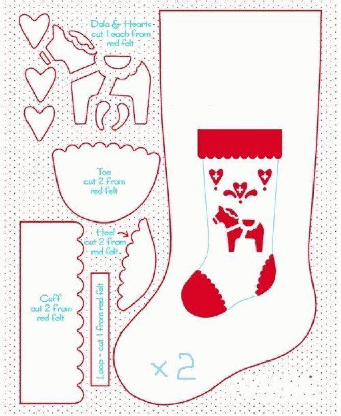 Новогодний сапожок своими руками: схемы и выкройки. новогодний носок для подарков на 2017 год петуха
