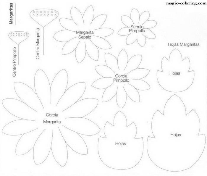 Схемы цветов из бумаги для вырезания