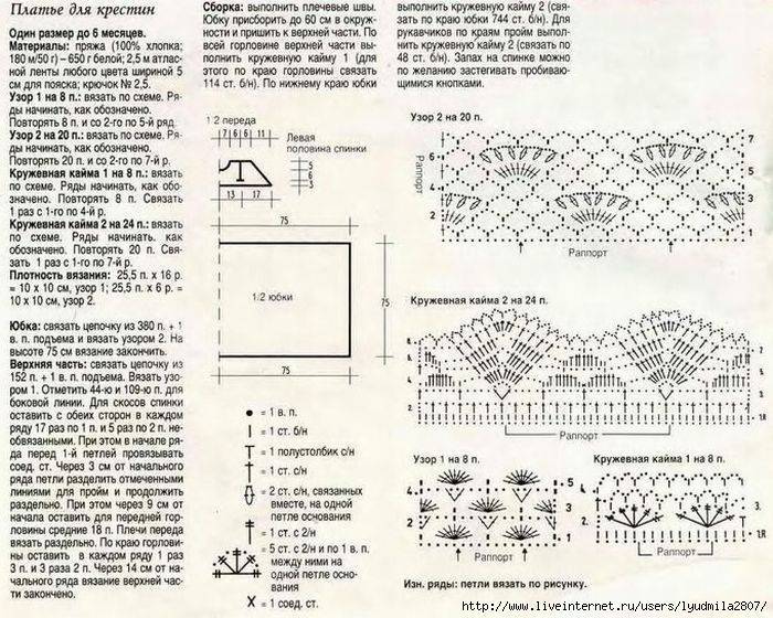 Вязание детского платья схемы