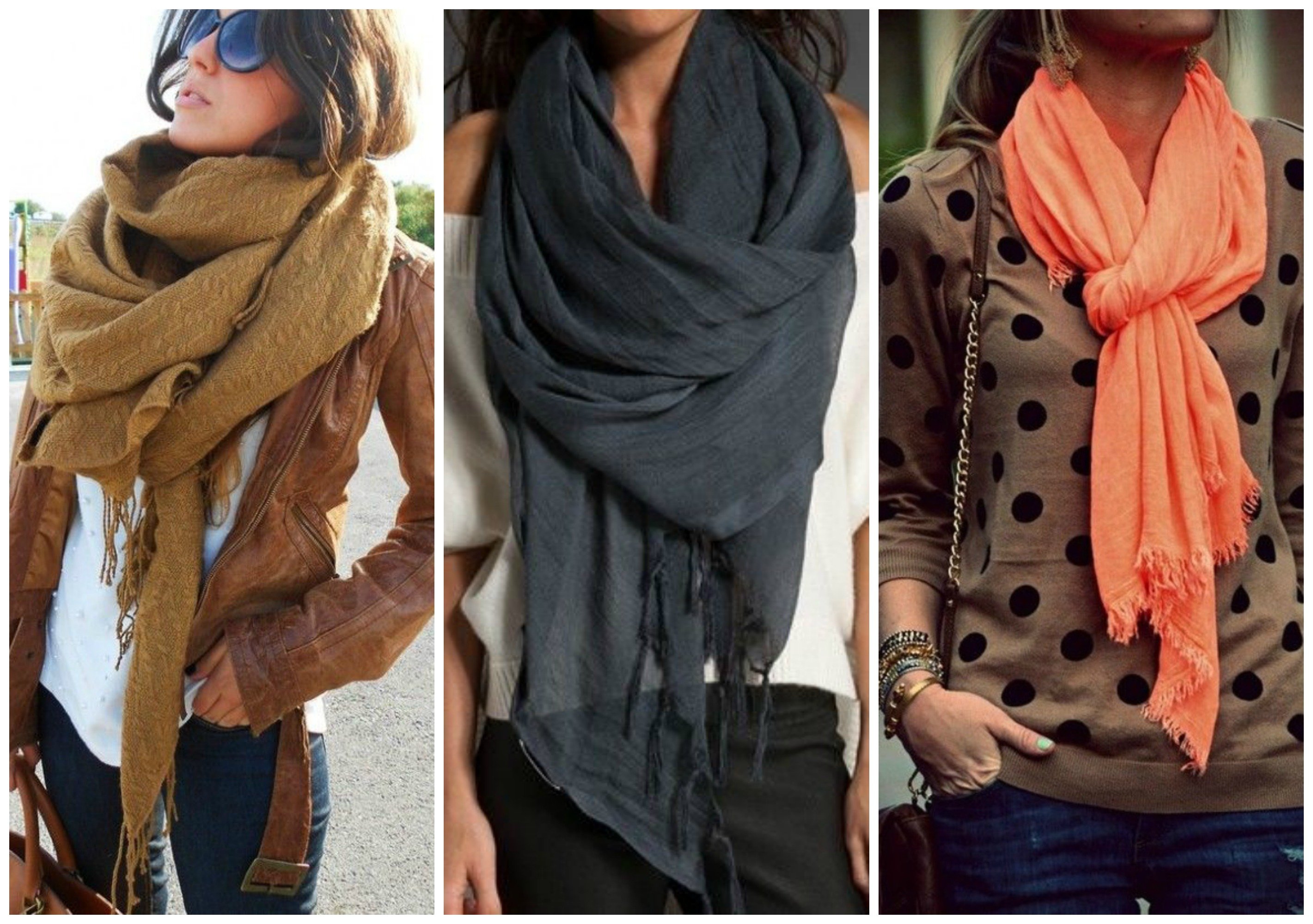 Как правильно одевать шарф на пальто