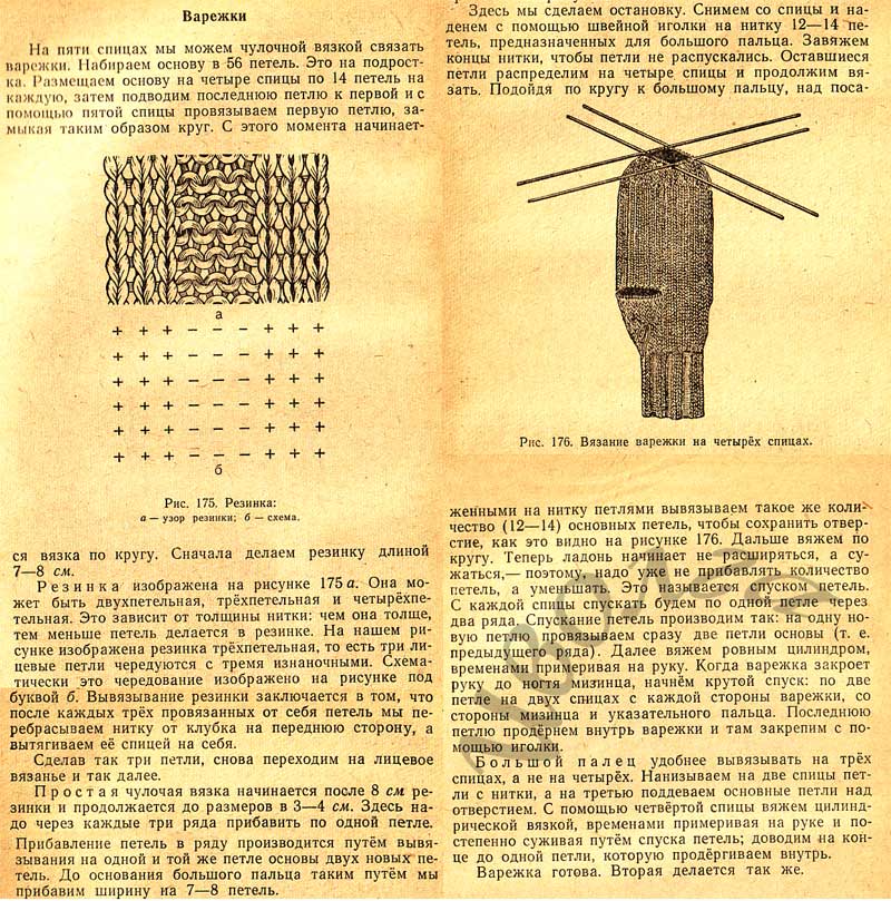 Схема вязания варежек спицами для начинающих женские
