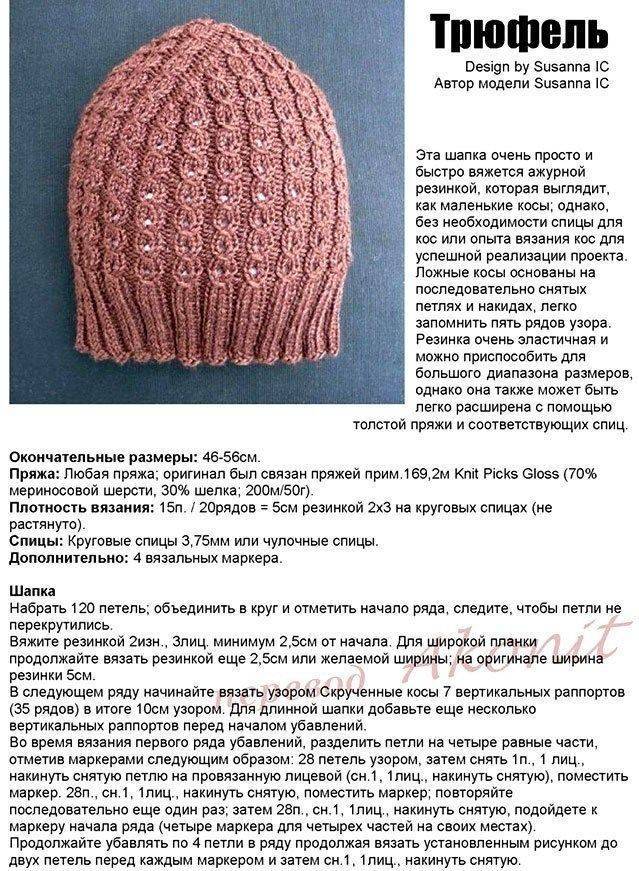 Как связать шапку спицами для женщины: схемы с описанием