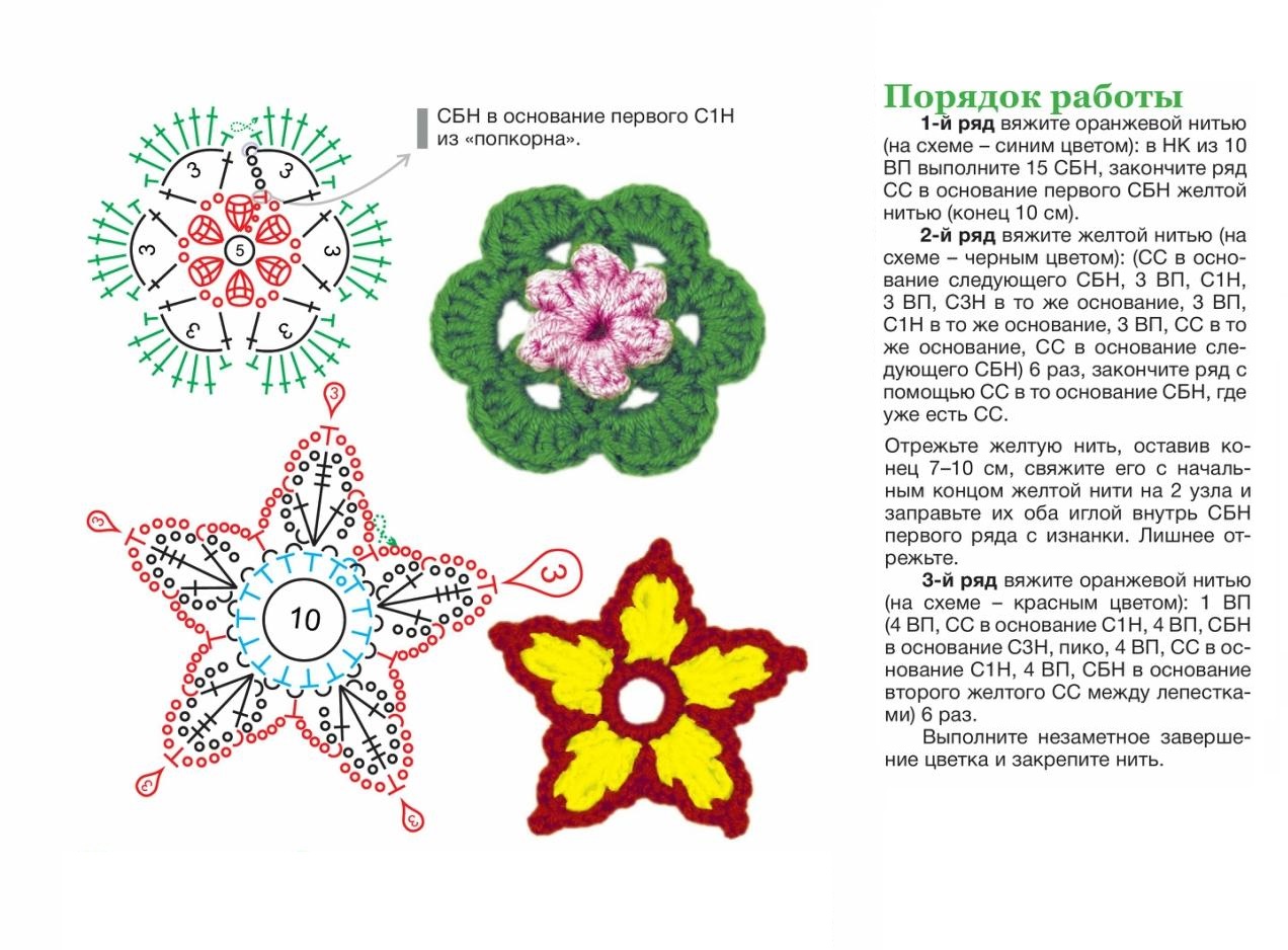 Схема цветочков крючком