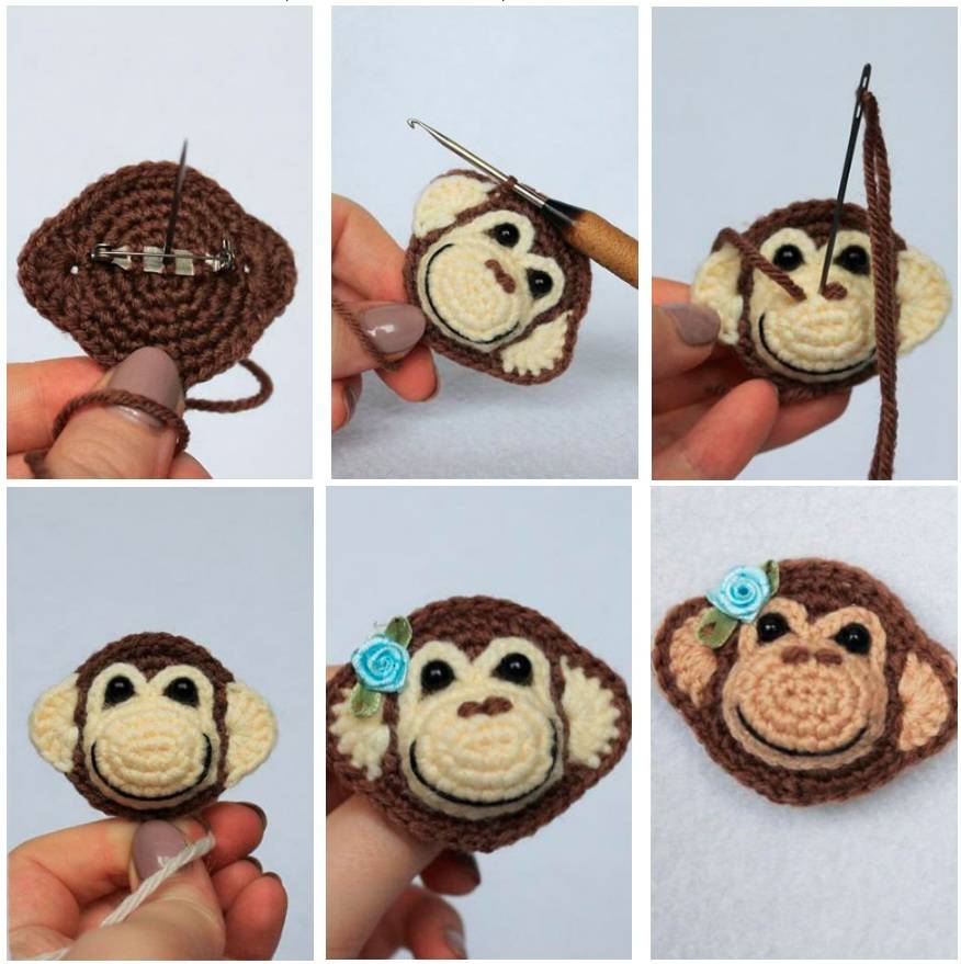 Бибизян: мастер-класс по вязанию обезьянки-держателя для штор с помощью кольца амигуруми с фотографиями