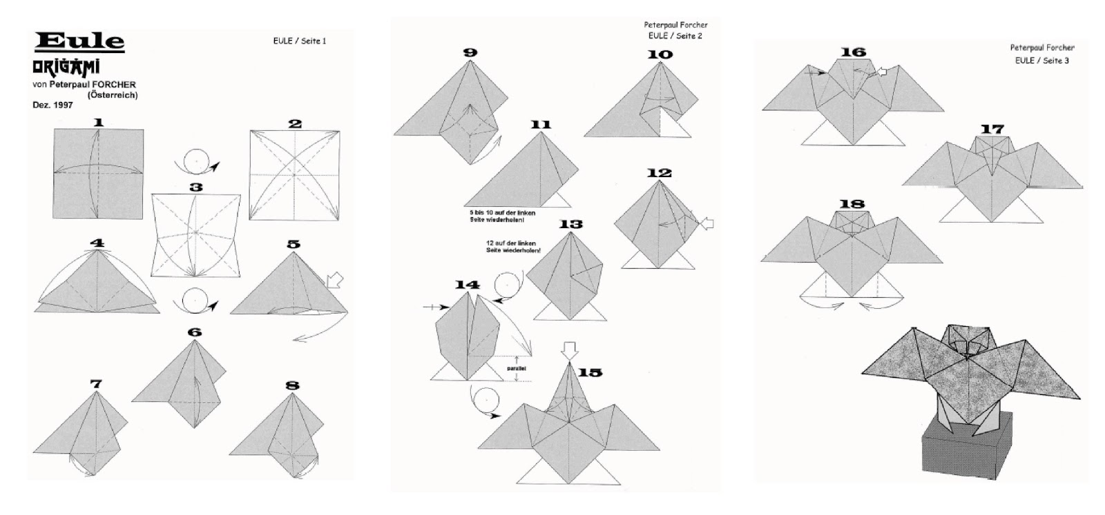 Объемная оригами сова из бумаги, модульная поделка для детей сборка по схеме