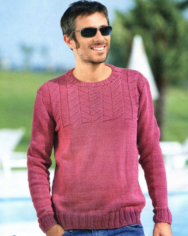 Мужской пуловер свитер спицами