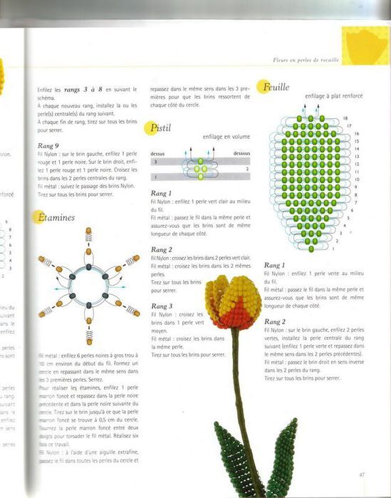 Как сплести тюльпан из бисера: схема и фото-урок с подробным объяснением