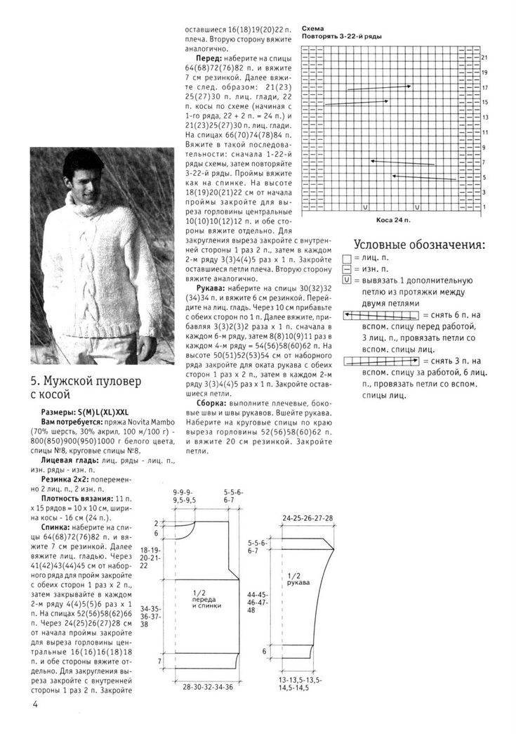 Мужской свитер с узором косами спицами: описание, схемы, видео мк, 5 моделей