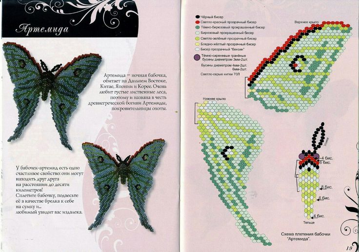 Как можно сплести из бисера бабочку: схема плетения из бисера