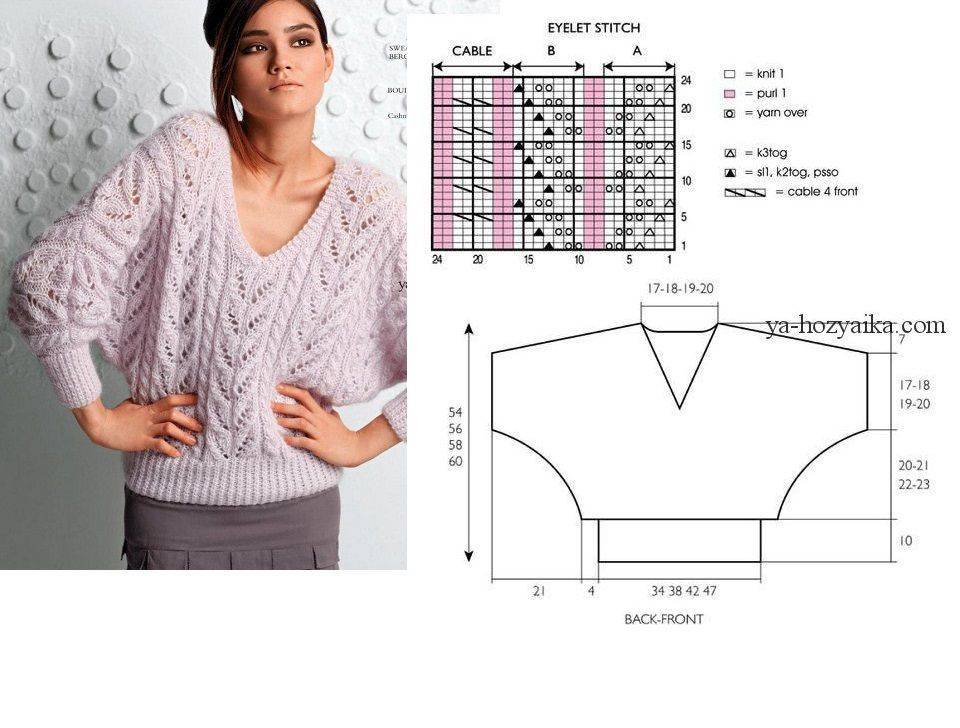 Кофта летучая мышь схема вязания